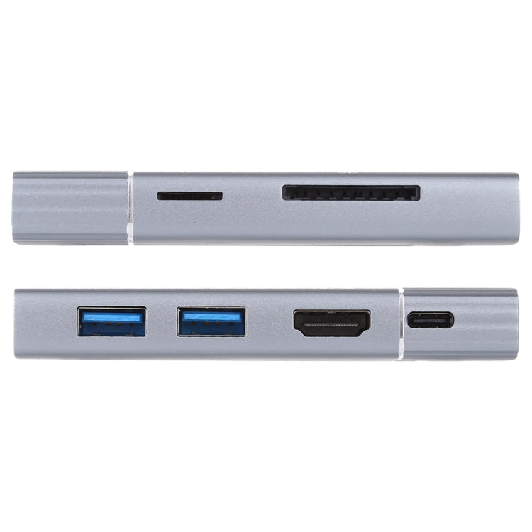 7-in-1 듀얼 USB 3.0 + TF/SD + HDMI/VGA + 3.5mm 잭 + Type-C / USB-C 다기능 USB-C 도크 스테이션, 2xUSB3.0+TF/SD+HDMI/VGA+3.5mm