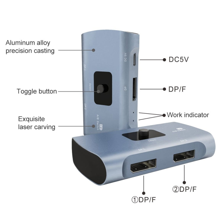 Z57 DP 암컷 x 2에서 USB-C / Type-C + DP 암컷 양방향 DP 스위처, Z57