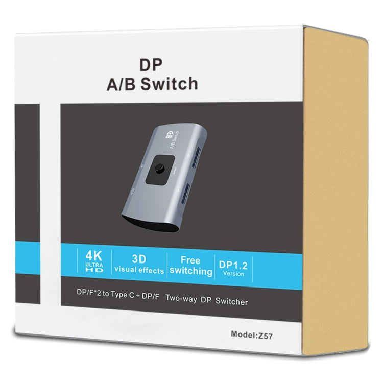 Z57 DP 암컷 x 2에서 USB-C / Type-C + DP 암컷 양방향 DP 스위처, Z57