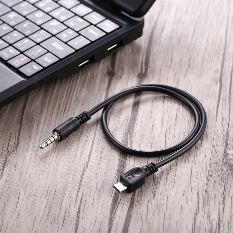 3.5mm 수컷에서 마이크로 USB 수컷 오디오 AUX 케이블, 길이: 약 40cm, 마이크로 USB 40cm