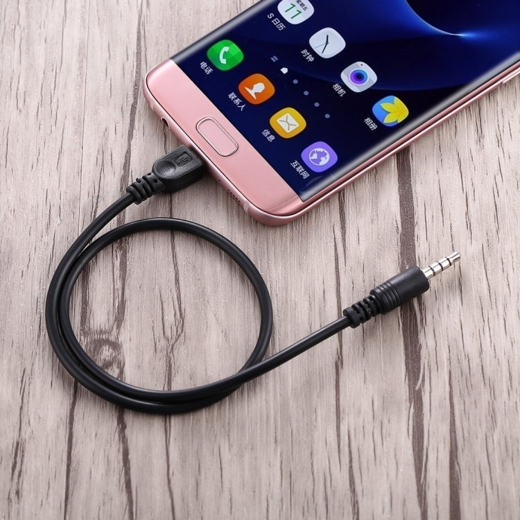 3.5mm 수컷에서 마이크로 USB 수컷 오디오 AUX 케이블, 길이: 약 40cm, 마이크로 USB 40cm