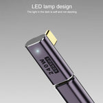 240W USB-C/Type-C 암컷에서 USB-C/Type-C 수컷 40Gbps 측면 굽힘 어댑터 라이트 포함, 측면 굽힘 어댑터