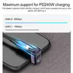 240W USB-C/Type-C 암-USB-C/Type-C 수 40Gbps 수직 각도 어댑터 라이트 포함, 수직 각도 어댑터