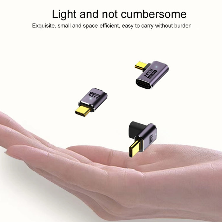 240W USB-C/Type-C 암-USB-C/Type-C 수 40Gbps 수직 각도 어댑터 라이트 포함, 수직 각도 어댑터