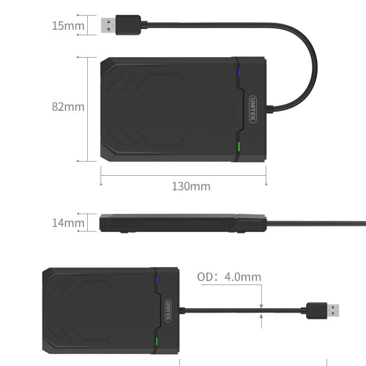 UNITEK SATA 2.5인치 USB 3.0 인터페이스 HDD 인클로저, 길이: 30cm, SATA USB 3.0 인터페이스, 길이: 30cm