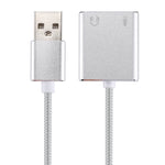 알루미늄 합금 케이스 외장 USB 가상 7.1 채널 사운드 카드 13cm 케이블 포함 PC 노트북용, USB