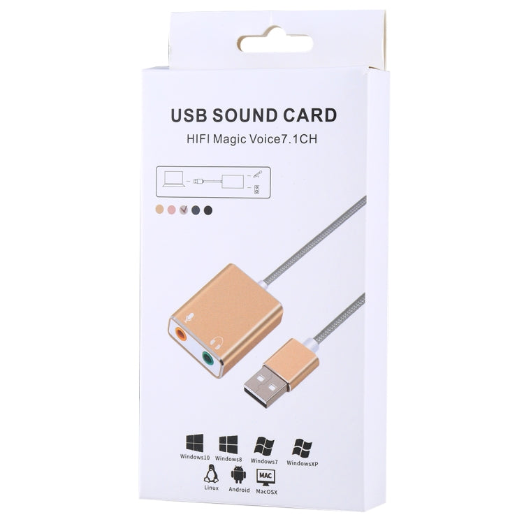알루미늄 합금 케이스 외장 USB 가상 7.1 채널 사운드 카드 13cm 케이블 포함 PC 노트북용, USB