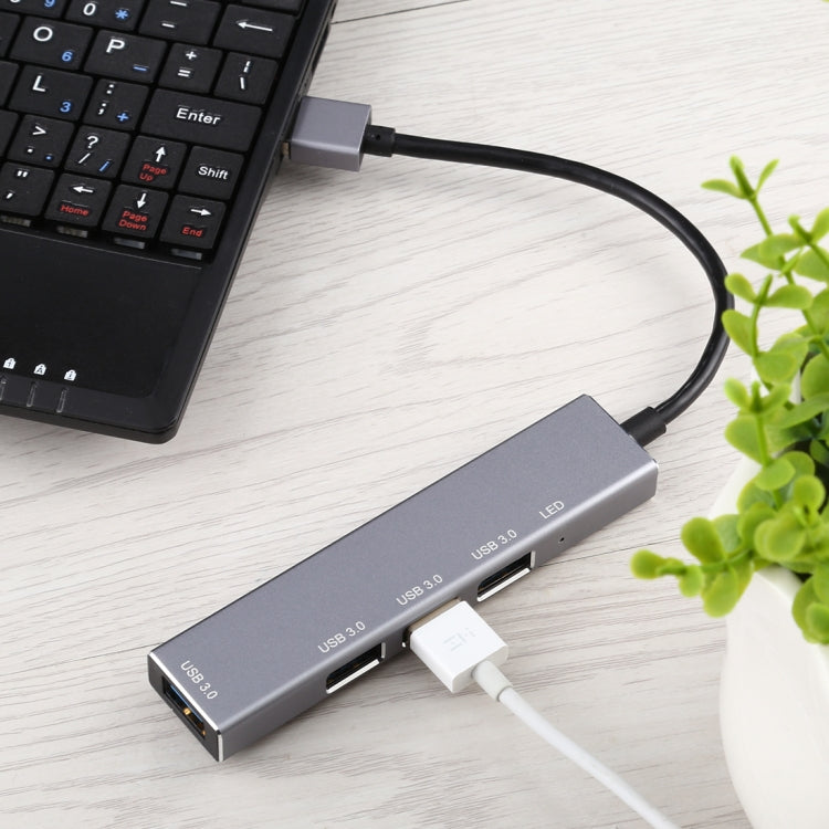 3019 4 x USB 3.0 to USB 3.0 알루미늄 합금 허브 어댑터 LED 표시등 포함