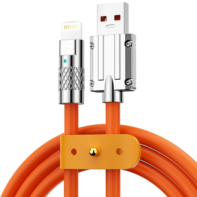 Mech 시리즈 6A 120W USB to 8핀 메탈 플러그 실리콘 고속 충전 데이터 케이블, 길이: 1.2m, 1.2m 8핀