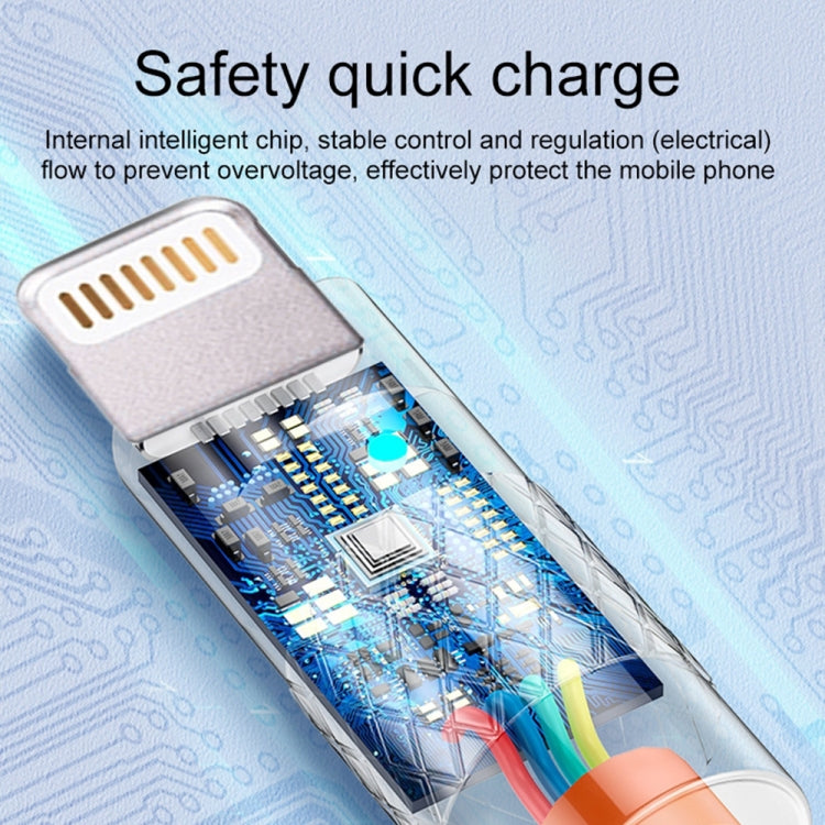 Mech 시리즈 6A 120W USB to 8핀 메탈 플러그 실리콘 고속 충전 데이터 케이블, 길이: 1.2m, 1.2m 8핀