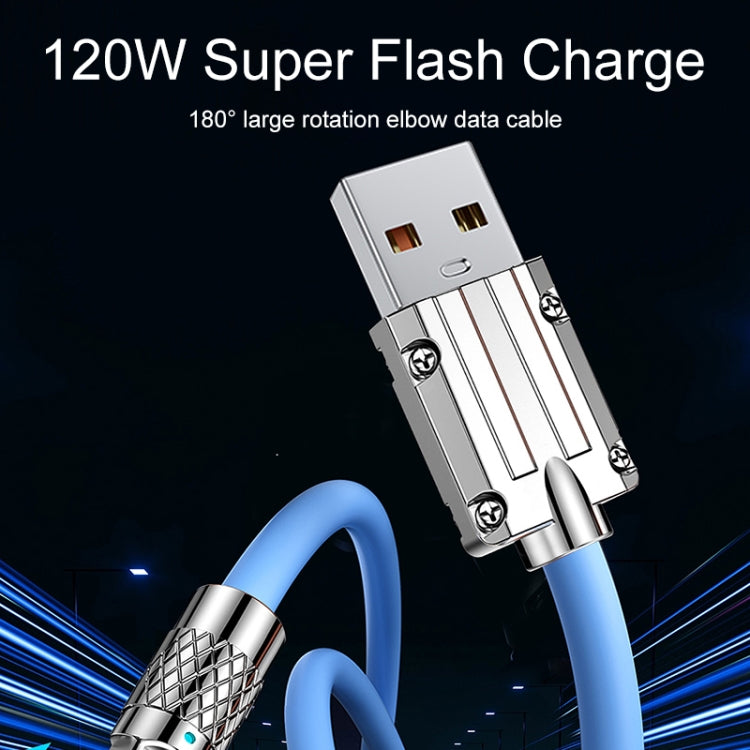 Mech 시리즈 6A 120W USB to 8핀 180도 메탈 플러그 고속 충전 케이블, 길이: 1.2m, 1.2m 8핀, 1.2m 180도 8핀
