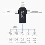 3-in-1 USB 3.0 to 8핀 + 마이크로 USB + USB-C / Type-C 인터페이스 다기능 OTG 어댑터