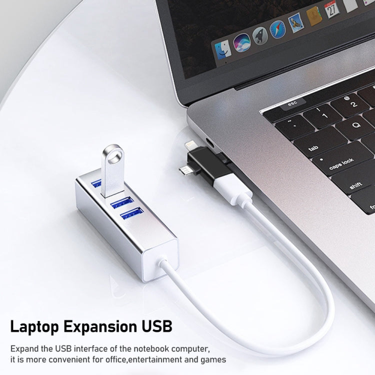 3-in-1 USB 3.0 to 8핀 + 마이크로 USB + USB-C / Type-C 인터페이스 다기능 OTG 어댑터