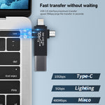 3-in-1 USB 3.0 to 8핀 + 마이크로 USB + USB-C / Type-C 인터페이스 다기능 OTG 어댑터