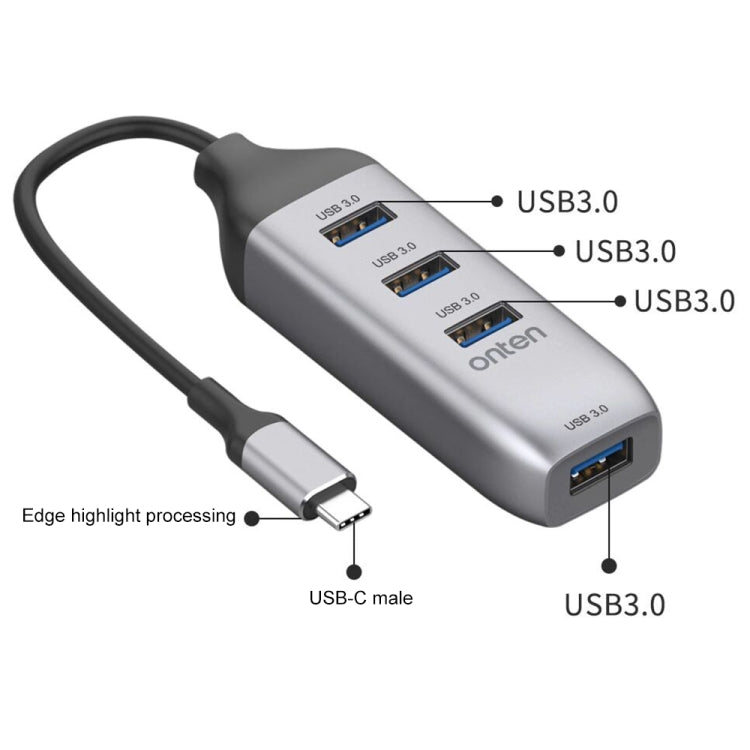 Onten 95118U 4 in 1 USB-C / 타입-C to 4 USB 3.0 포트 다기능 허브 변환 도킹 스테이션, 95118U