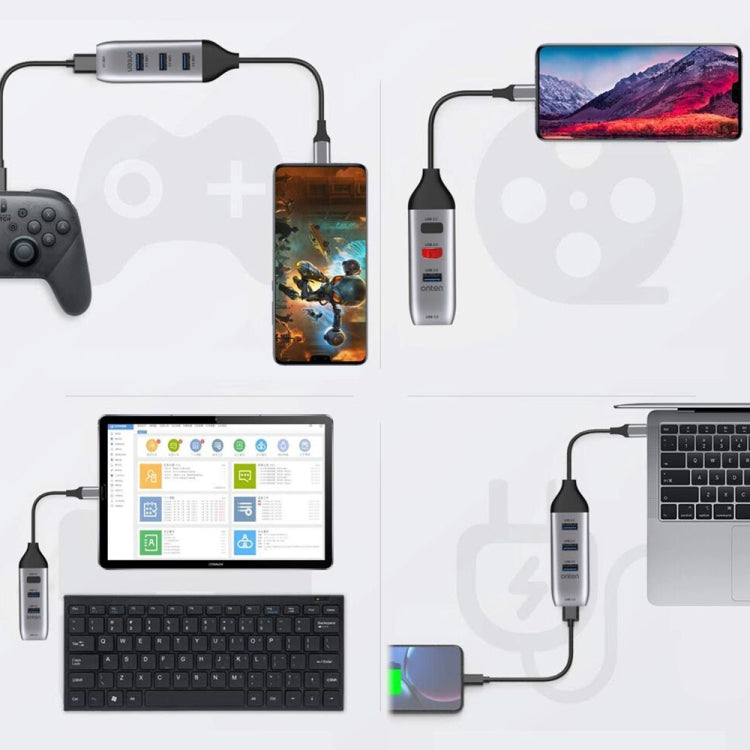 Onten 95118U 4 in 1 USB-C / 타입-C to 4 USB 3.0 포트 다기능 허브 변환 도킹 스테이션, 95118U