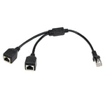 1 to 2 소켓 LAN 이더넷 네트워크 CAT5 RJ45 플러그 분배기 어댑터, 케이블 길이: 25cm