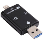 NK-208 3 in 1 i-Flash TF 카드 / SD 카드 리더 8핀 + USB 2.0 + 마이크로 USB 기기용(블랙), NK-208 화이트, NK-208 블랙