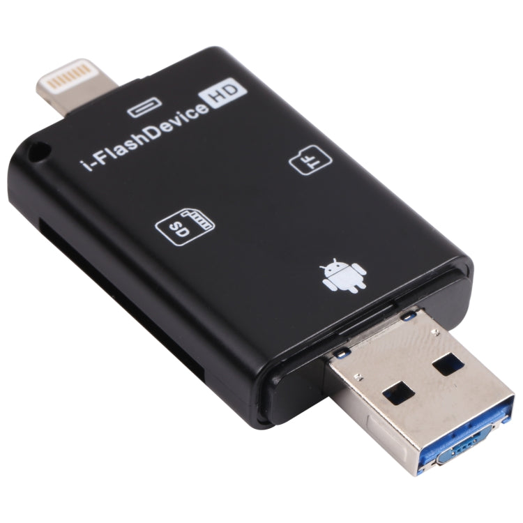 NK-208 3 in 1 i-Flash TF 카드 / SD 카드 리더 8핀 + USB 2.0 + 마이크로 USB 기기용(블랙), NK-208 화이트, NK-208 블랙