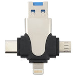 4 in 1 8핀 + USB-C / 타입-C + 마이크로 USB + USB 3.0 남성 TF 카드 리더, 4 in 1