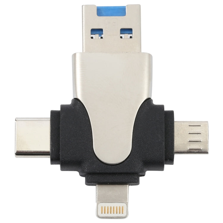 4 in 1 8핀 + USB-C / 타입-C + 마이크로 USB + USB 3.0 남성 TF 카드 리더, 4 in 1
