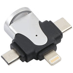 3 in 1 8핀 + USB-C / 타입-C + 마이크로 USB 남성 to USB 3.0 여성 아연 합금 어댑터