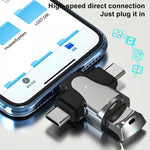 3 in 1 8핀 + USB-C / 타입-C + 마이크로 USB 남성 to USB 3.0 여성 아연 합금 어댑터