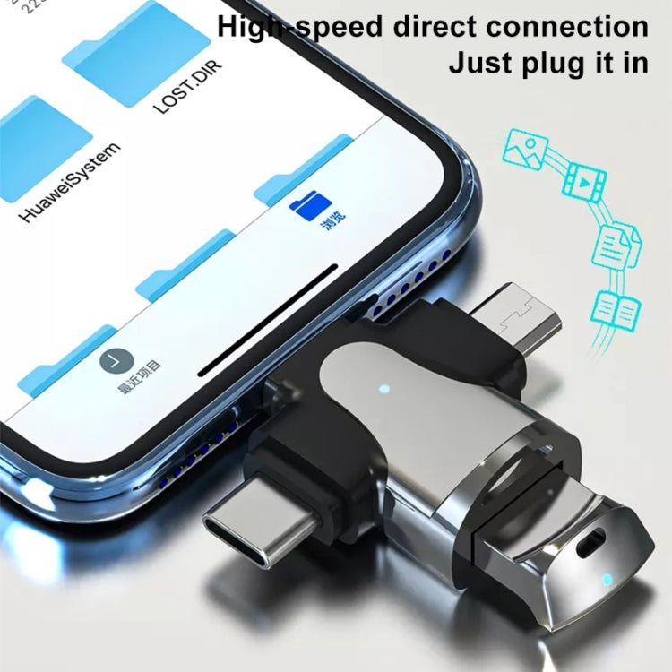 3 in 1 8핀 + USB-C / 타입-C + 마이크로 USB 남성 to USB 3.0 여성 아연 합금 어댑터