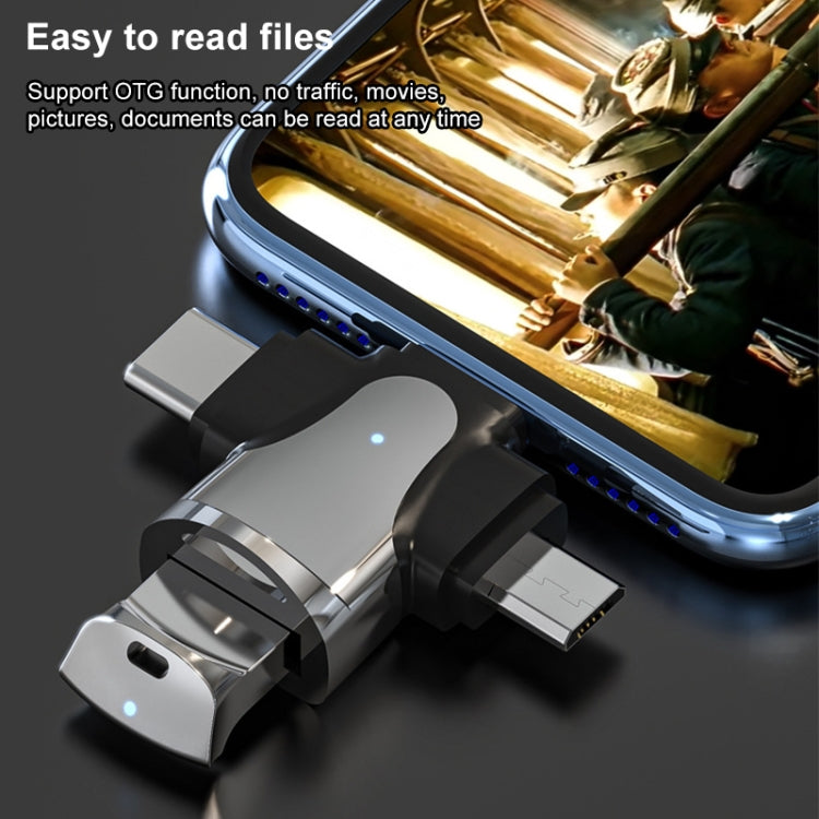 3 in 1 8핀 + USB-C / 타입-C + 마이크로 USB 남성 to USB 3.0 여성 아연 합금 어댑터