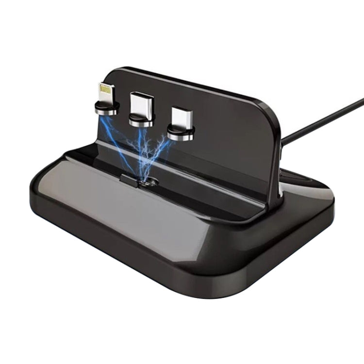XBX-02 3 in 1 8핀 + USB-C / 타입-C + 마이크로 USB 플러그 자석 충전 베이스, XBX-02