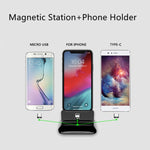 XBX-02 3 in 1 8핀 + USB-C / 타입-C + 마이크로 USB 플러그 자석 충전 베이스, XBX-02