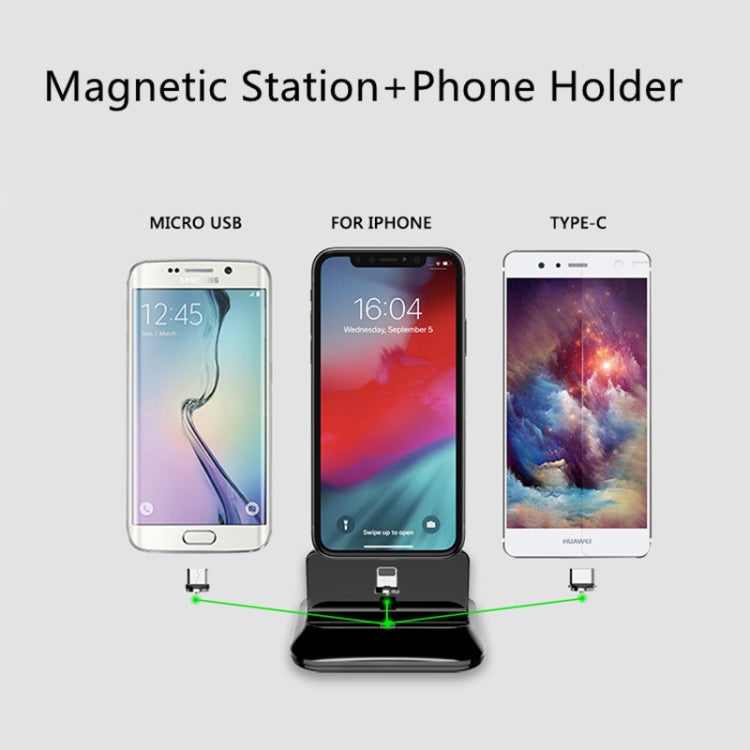 XBX-02 3 in 1 8핀 + USB-C / 타입-C + 마이크로 USB 플러그 자석 충전 베이스, XBX-02