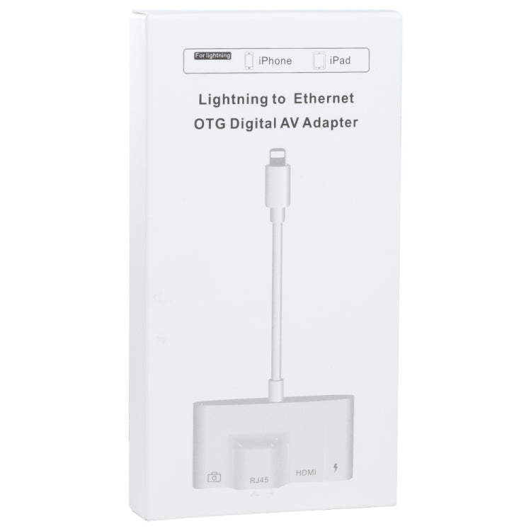 4 in 1 8핀 남성 to 8핀 전원 + RJ45 이더넷 + HDMI + USB 카메라 여성 OTG 디지털 AV 어댑터, RJ45 이더넷