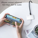 4 in 1 8핀 남성 to 8핀 전원 + RJ45 이더넷 + HDMI + USB 카메라 여성 OTG 디지털 AV 어댑터, RJ45 이더넷