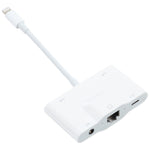 NK-1033 5 in 1 8핀 남성 to 듀얼 USB + 3.5mm AUX + 이더넷 + 8핀 전원 여성 어댑터, NK-1033