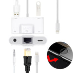 NK-1033 5 in 1 8핀 남성 to 듀얼 USB + 3.5mm AUX + 이더넷 + 8핀 전원 여성 어댑터, NK-1033