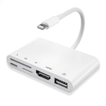 5 in 1 8핀 남성 to USB + HDMI + TF / SD 카드 슬롯 + 8핀 전원 여성 OTG 디지털 AV 어댑터, TF / SD 카드 슬롯