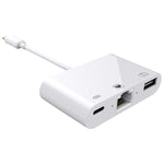 NK-107 3 in 1 이더넷 + USB + 8핀 충전 암포트 to 8핀 수컷 OTG 디지털 비디오 변환 케이블