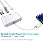 NK-107 3 in 1 이더넷 + USB + 8핀 충전 암포트 to 8핀 수컷 OTG 디지털 비디오 변환 케이블