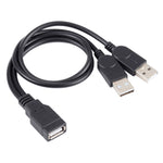 USB 암컷 to 2 USB 수컷 케이블, 길이: 약 30cm