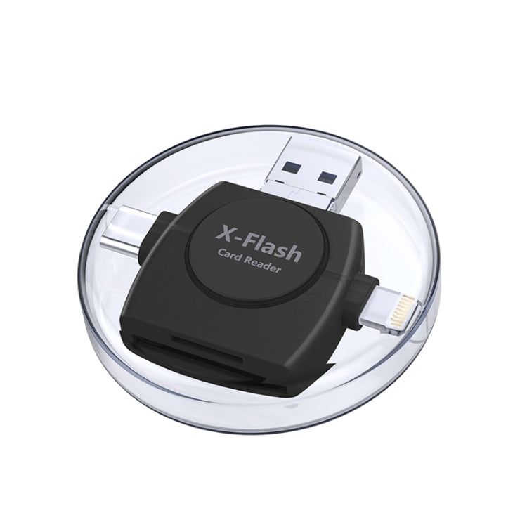 X-Flash R01 3 in 1 8핀 + USB-C / 타입-C + 마이크로 USB 인터페이스 SD / TF 카드 리더