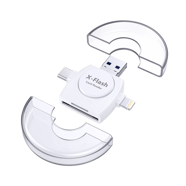 X-Flash R01 3 in 1 8핀 + USB-C / 타입-C + 마이크로 USB 인터페이스 SD / TF 카드 리더