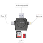 X-Flash R01 3 in 1 8핀 + USB-C / 타입-C + 마이크로 USB 인터페이스 SD / TF 카드 리더