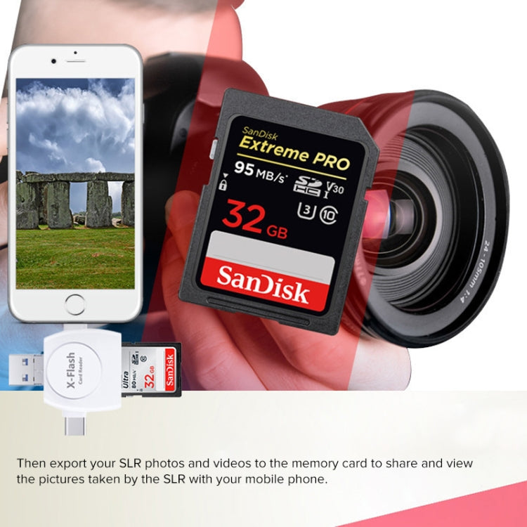 X-Flash R01 3 in 1 8핀 + USB-C / 타입-C + 마이크로 USB 인터페이스 SD / TF 카드 리더