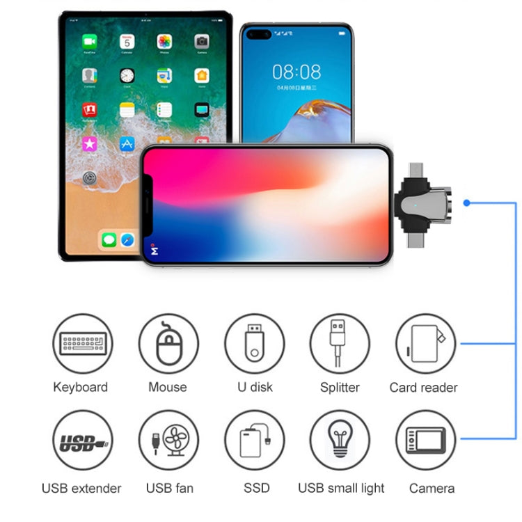 3-in-1 OTG 어댑터, USB to Type-C / 마이크로 USB / 8핀