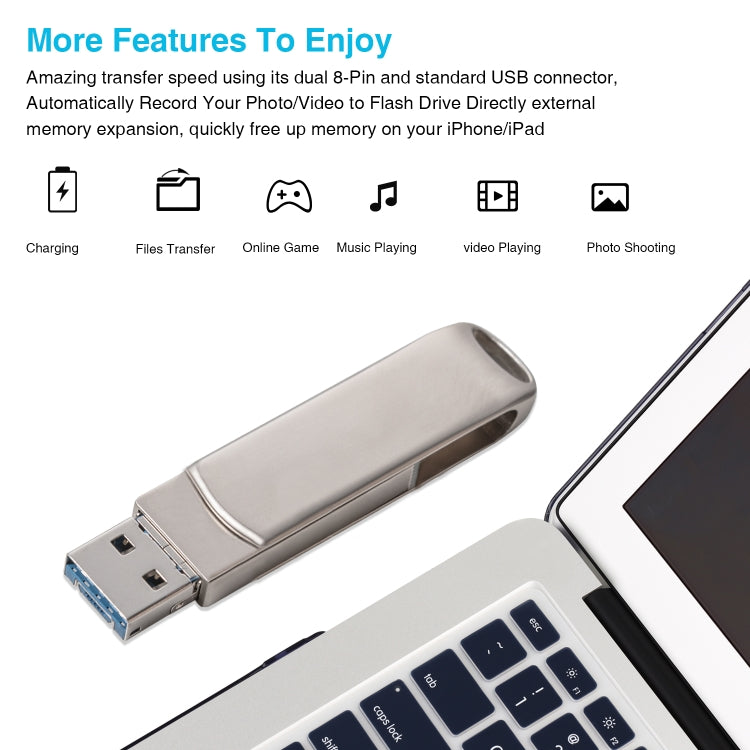 Richwell 3-in-1 32G 마이크로 USB + 8핀 + USB 3.0 메탈 회전 푸시풀 플래시 디스크 OTG 기능 포함, 32G