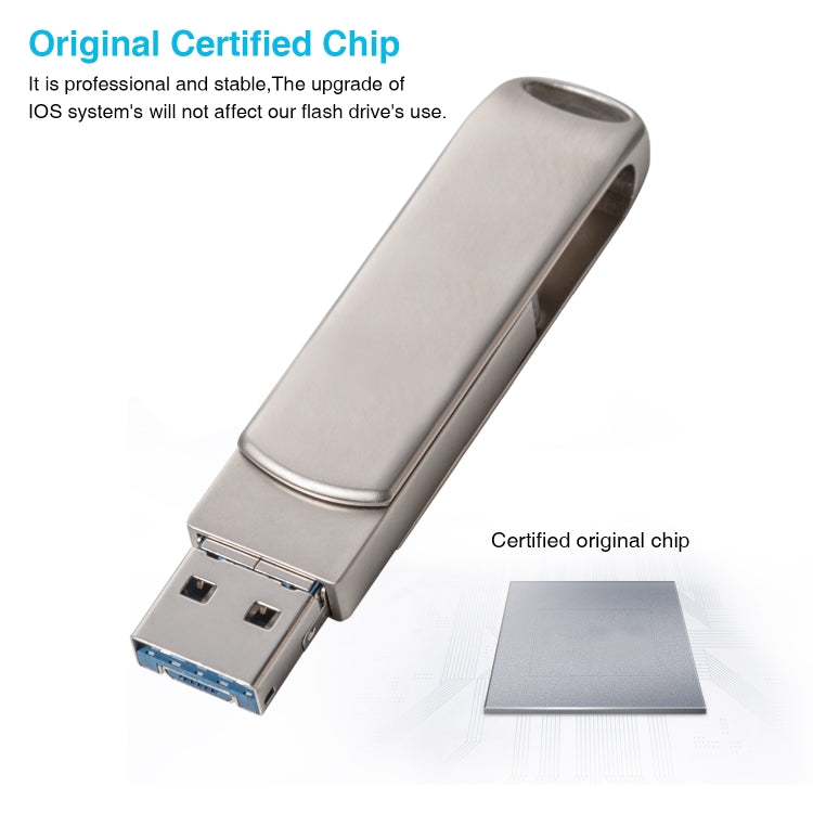 Richwell 3-in-1 16G 마이크로 USB + 8핀 + USB 3.0 메탈 회전 푸시풀 플래시 디스크 OTG 기능 포함, 16G