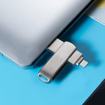 Richwell 3-in-1 16G 마이크로 USB + 8핀 + USB 3.0 메탈 회전 푸시풀 플래시 디스크 OTG 기능 포함, 16G