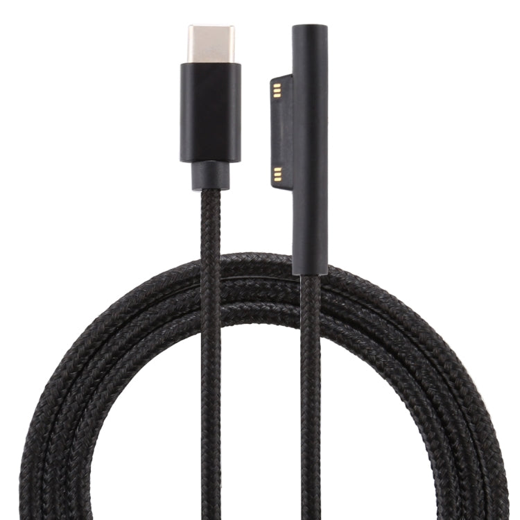 USB-C / 타입-C to 6핀 나일론 수컷 전원 케이블, 마이크로소프트 서피스 프로 3 / 4 / 5 / 6 노트북 어댑터용, 케이블 길이: 1.5m, 서피스 프로 3 / 4 / 5 / 6용