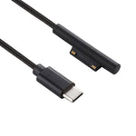 USB-C / 타입-C to 6핀 나일론 수컷 전원 케이블, 마이크로소프트 서피스 프로 3 / 4 / 5 / 6 노트북 어댑터용, 케이블 길이: 1.5m, 서피스 프로 3 / 4 / 5 / 6용